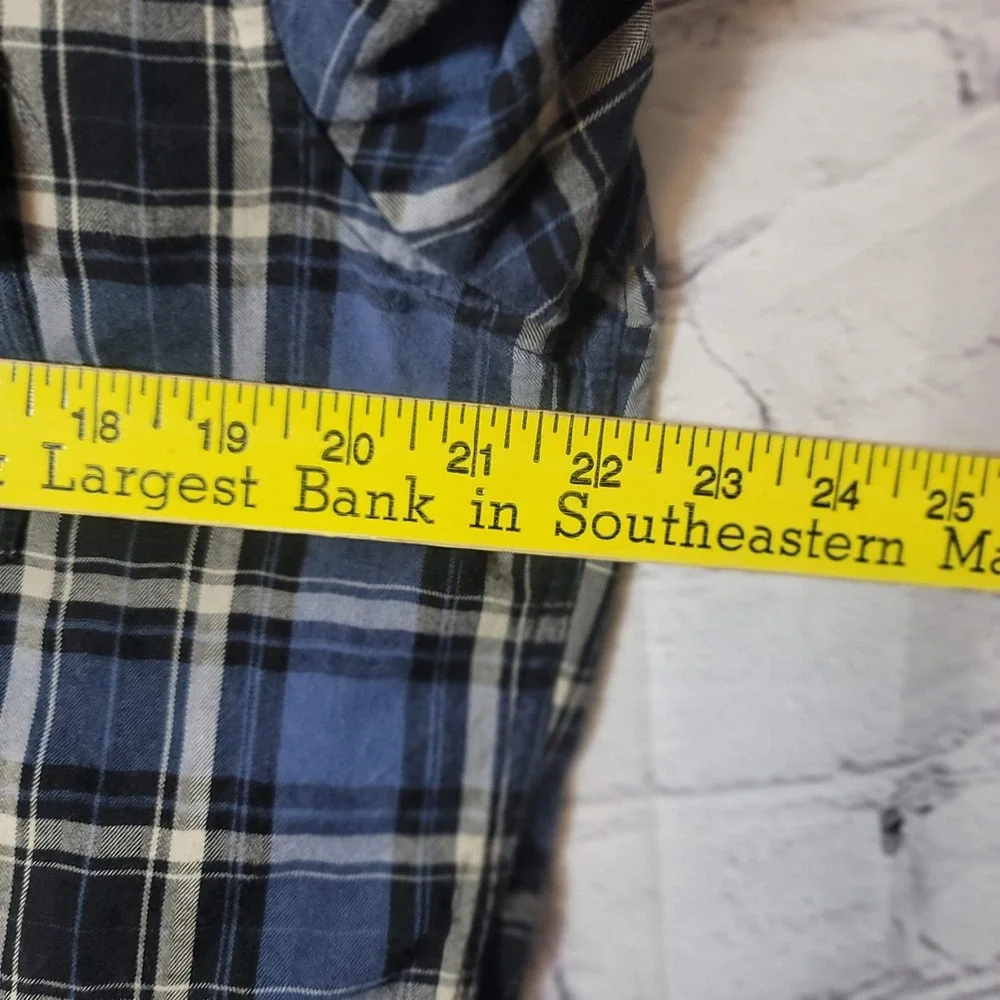 American Eagle Slim Fit Plaid Flannel Shirt Mens Large Blue Black Long‎ Sleeve L